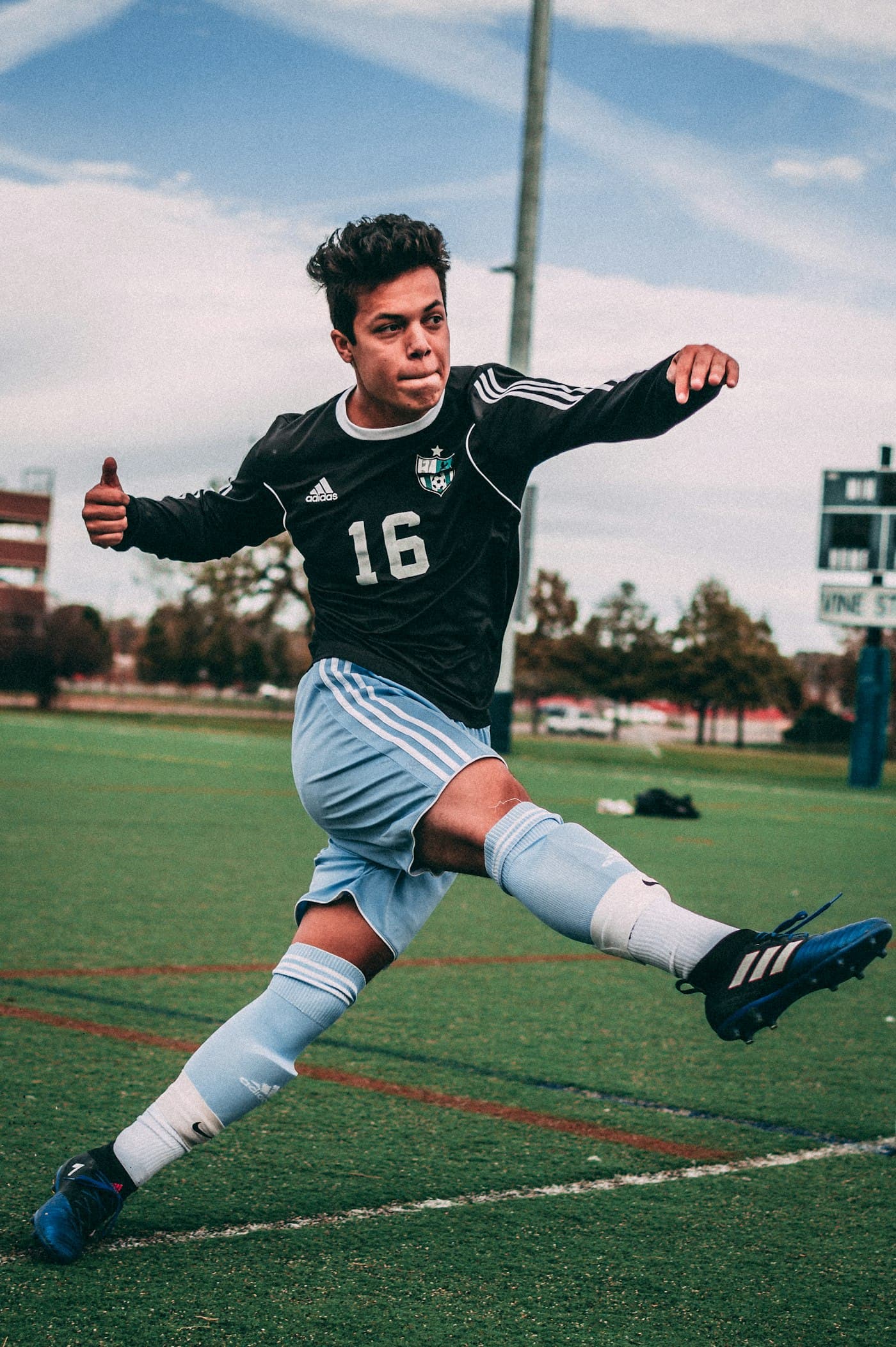 Athlete in kit during afternoon training after the school block